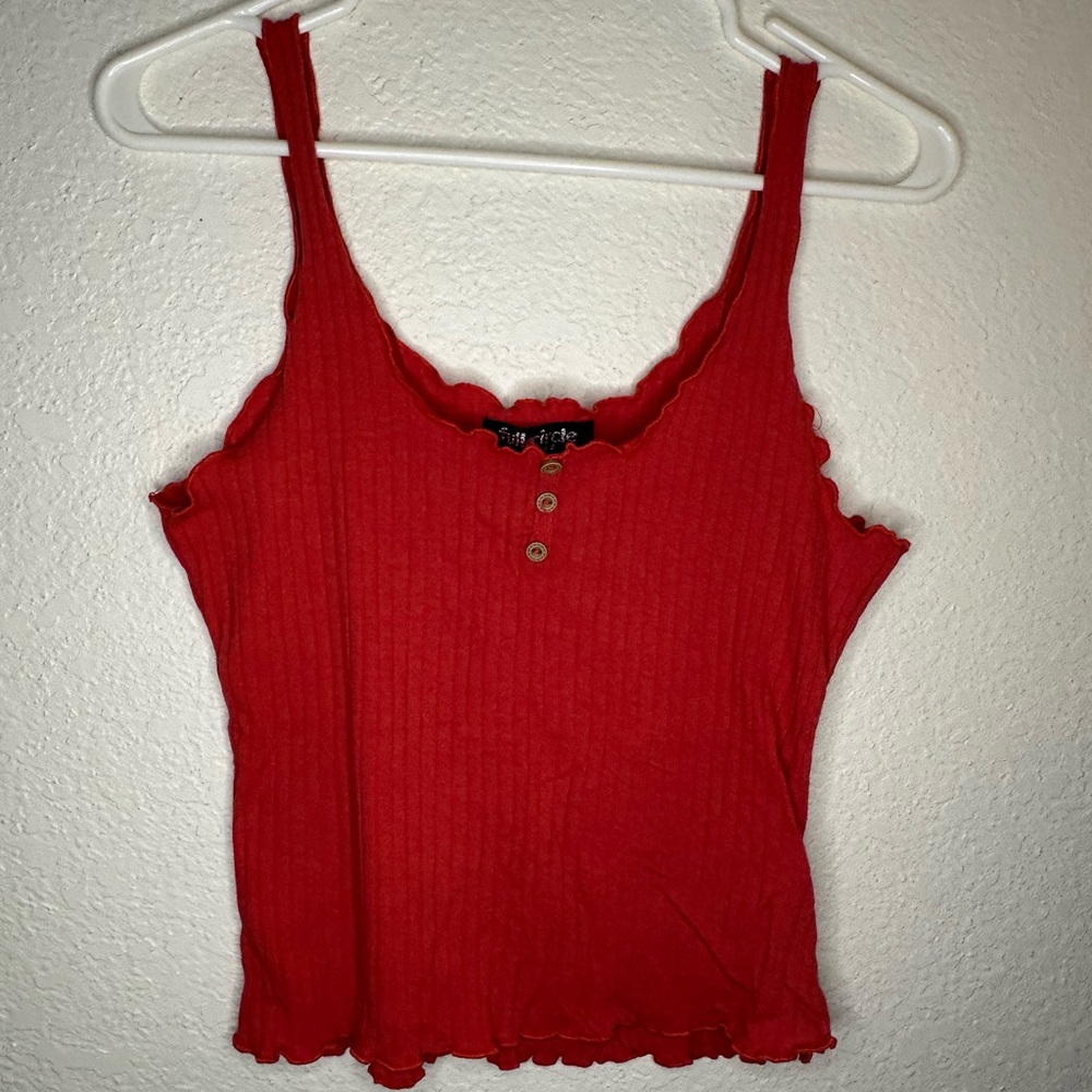 Y2K Vintage Gypsy Inspired Red Ribbed Tank Top